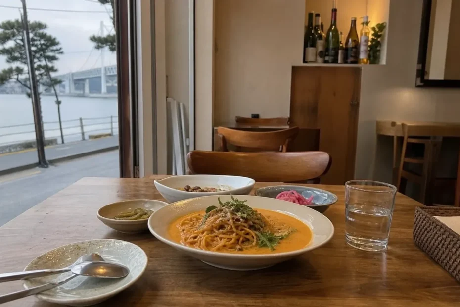 광안리 지역 restaurant 방문 전 확인사항을 소개하는 사실적인 참고 이미지